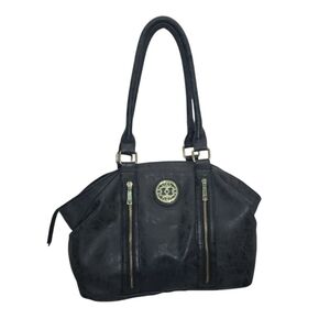 Vtg Chateau International Matte Black Shoulder Handbag Purse Gold Tone  Hardware